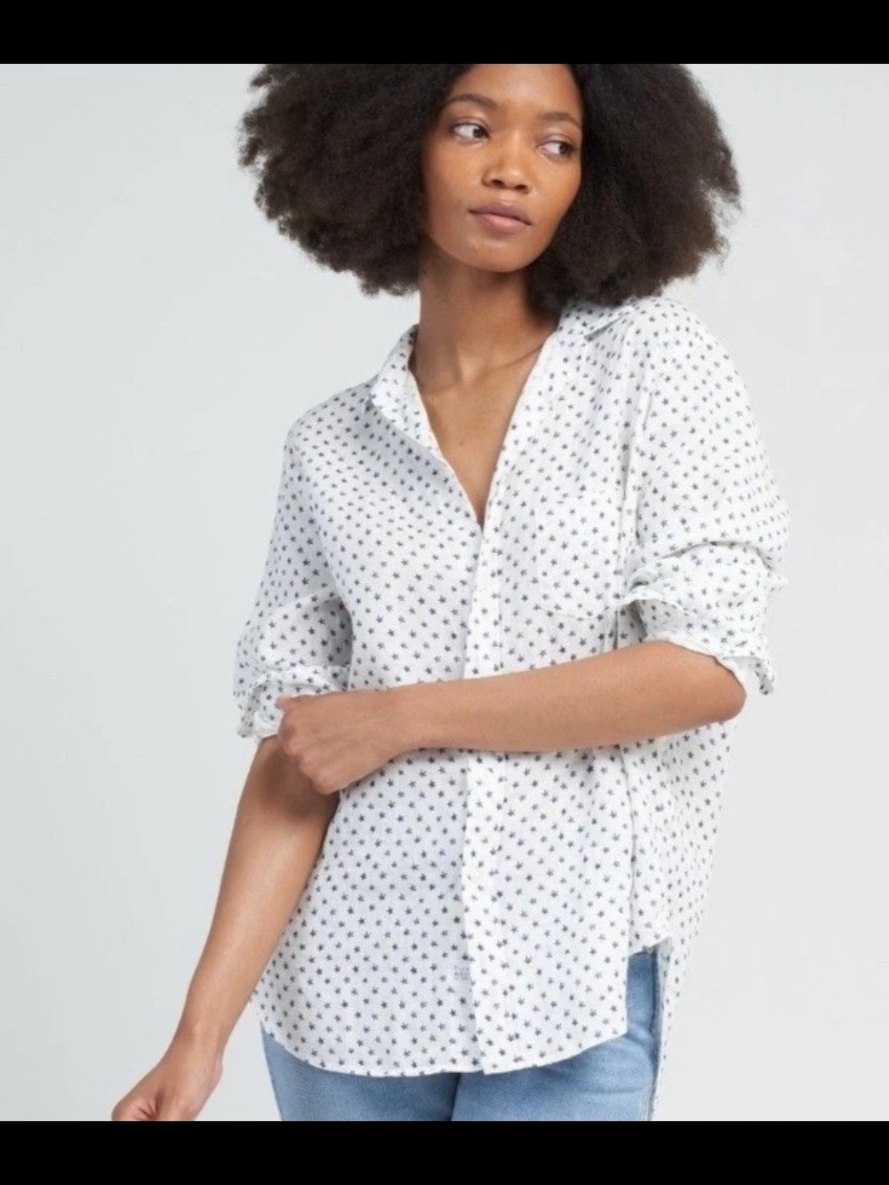 Frank & Eileen White Button-Down Shirt with Navy Stars